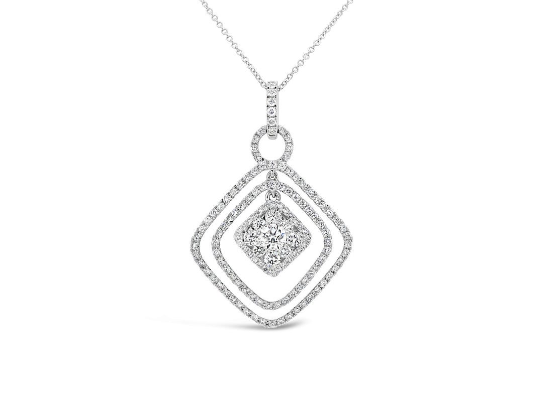 Cushion Halo Cluster Pendant Necklace - Elgrissy Diamonds