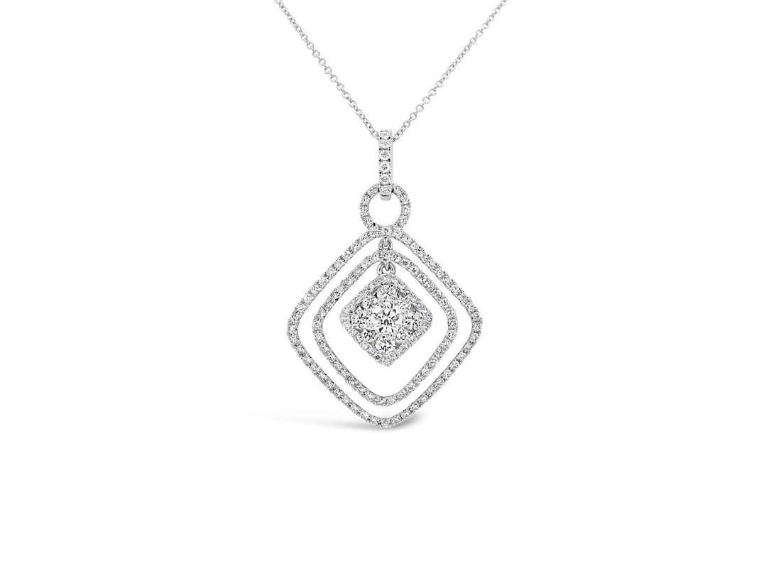 Cushion Halo Cluster Pendant Necklace - Elgrissy Diamonds