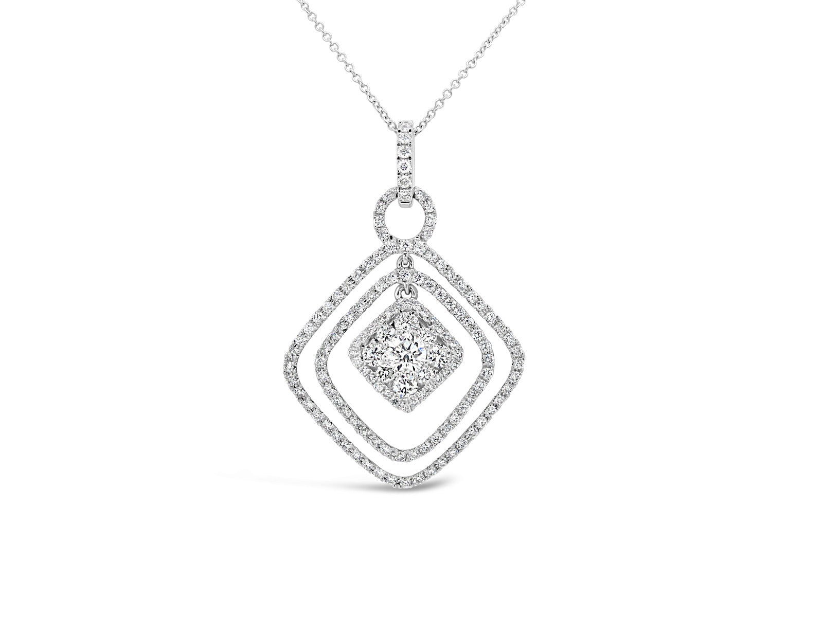 Double Halo Float Cushion Pendant - Elgrissy Diamonds