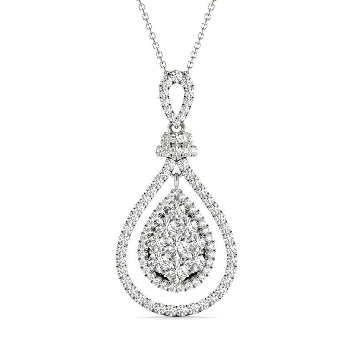 Double Halo Float Pear Pendant - Elgrissy Diamonds