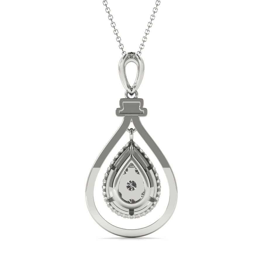 Double Halo Float Pear Pendant - Elgrissy Diamonds
