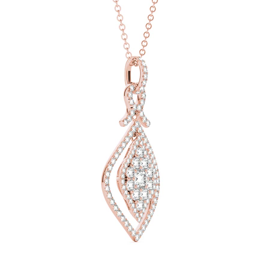 Marquise Illusion Float Halo Pendant Necklace - Elgrissy Diamonds