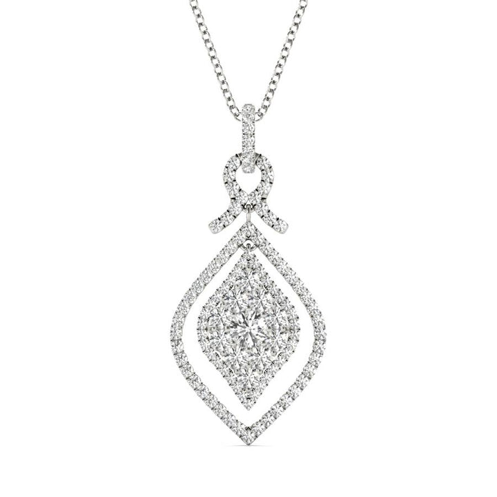 Marquise Illusion Float Halo Pendant Necklace - Elgrissy Diamonds