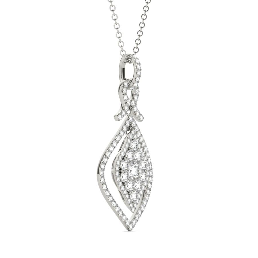 Marquise Illusion Float Halo Pendant Necklace - Elgrissy Diamonds