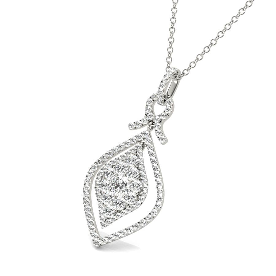 Marquise Illusion Float Halo Pendant Necklace - Elgrissy Diamonds