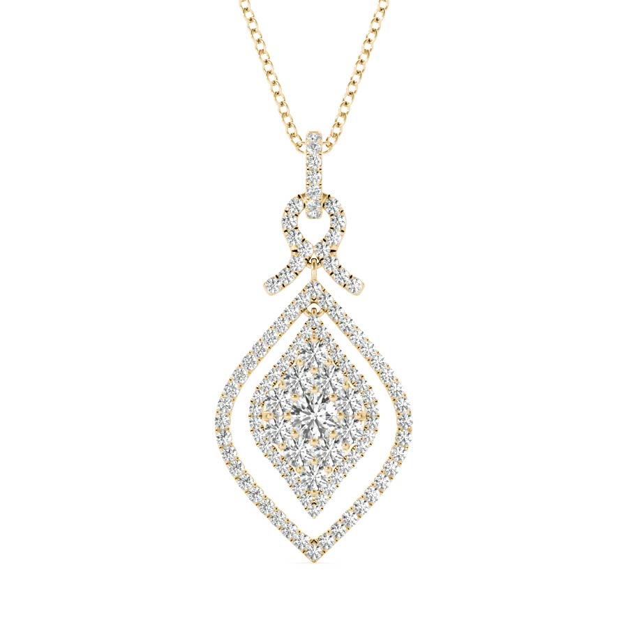 Marquise Illusion Float Halo Pendant Necklace - Elgrissy Diamonds