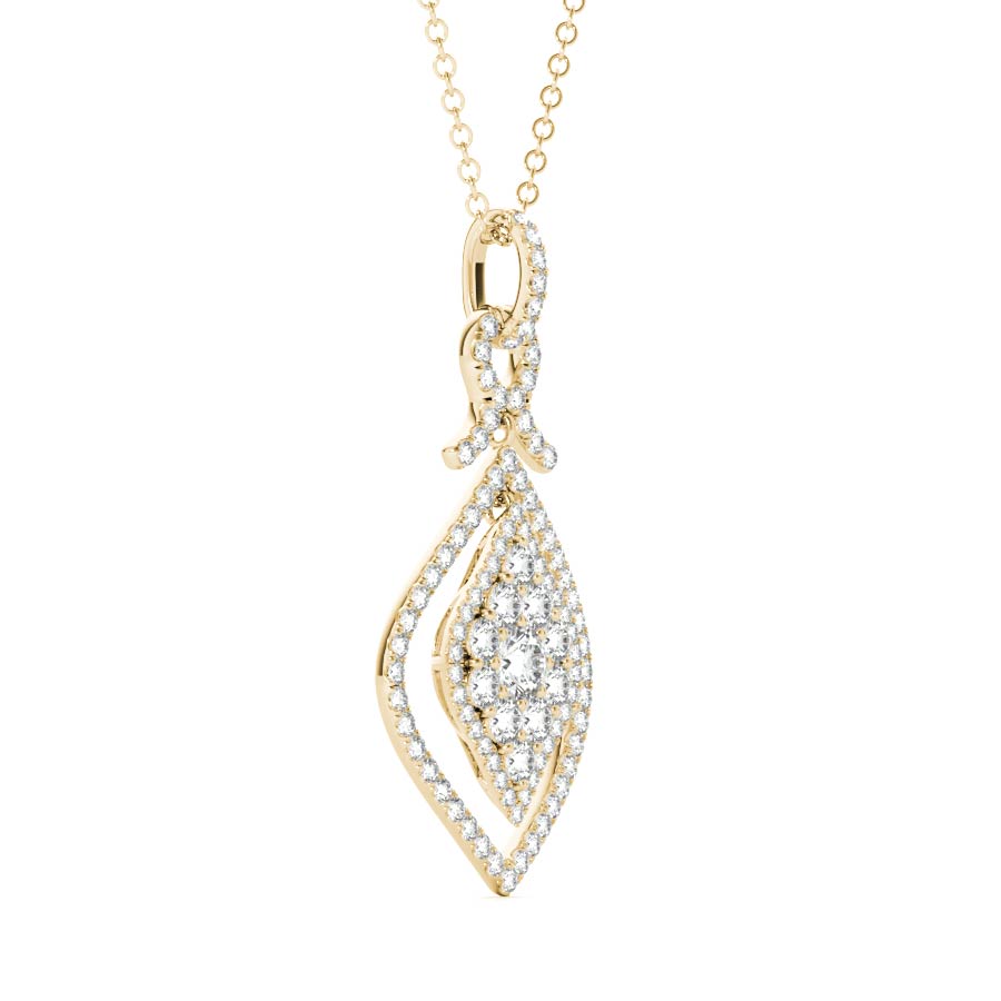 Marquise Illusion Float Halo Pendant Necklace - Elgrissy Diamonds