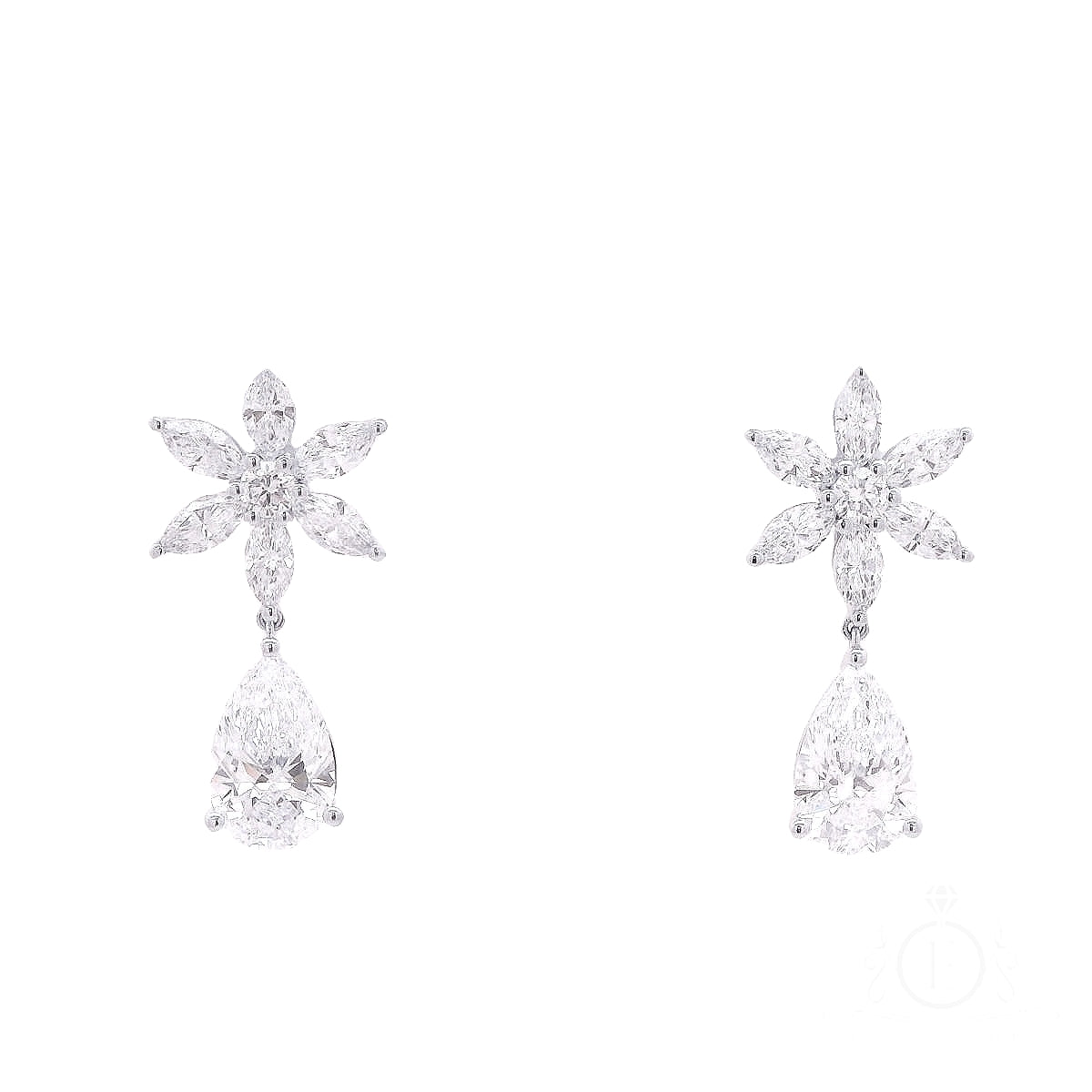 Drop Marquise Flower Earrings for Sale