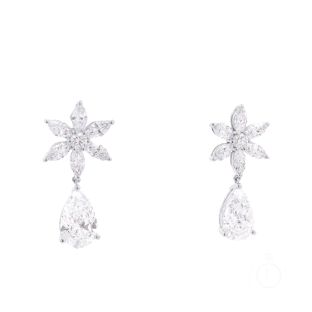 Drop Marquise Flower Earrings for Sale