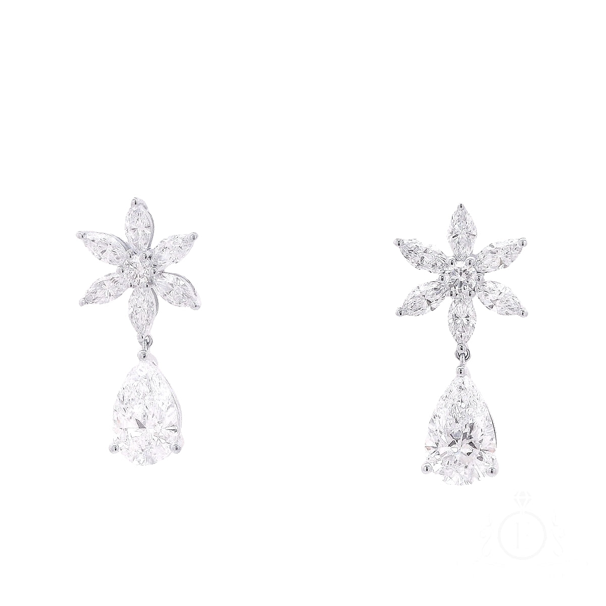 Drop Marquise Flower Earrings for Sale