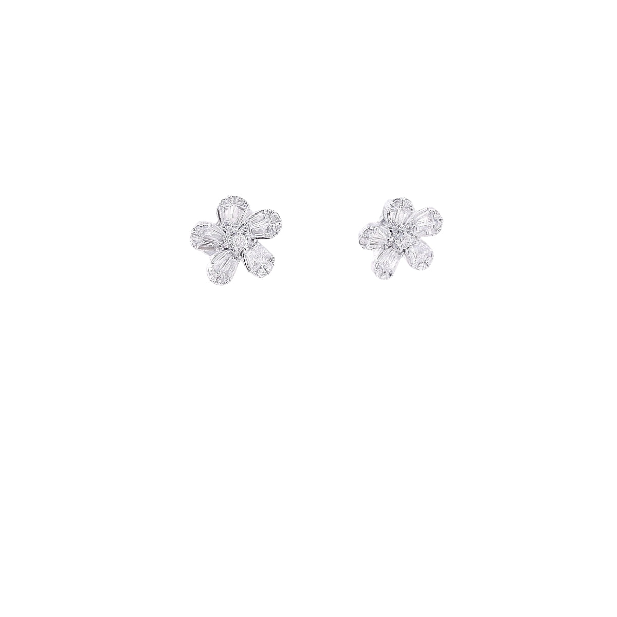 Tapered Baguette Flower Studs for Rent