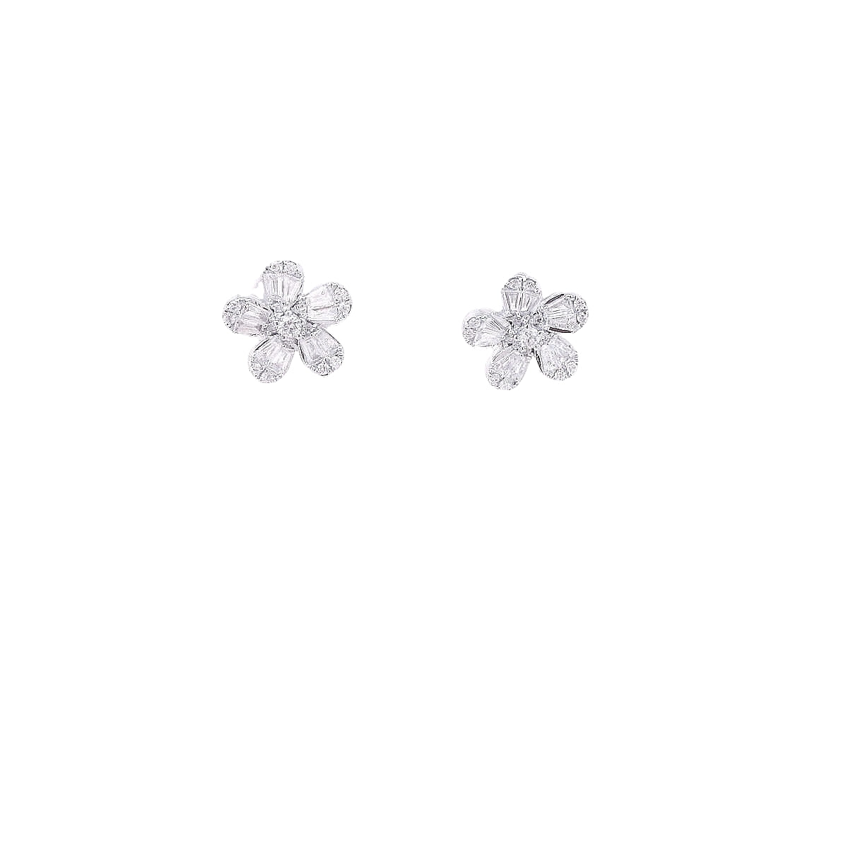 Tapered Baguette Flower Studs for Sale