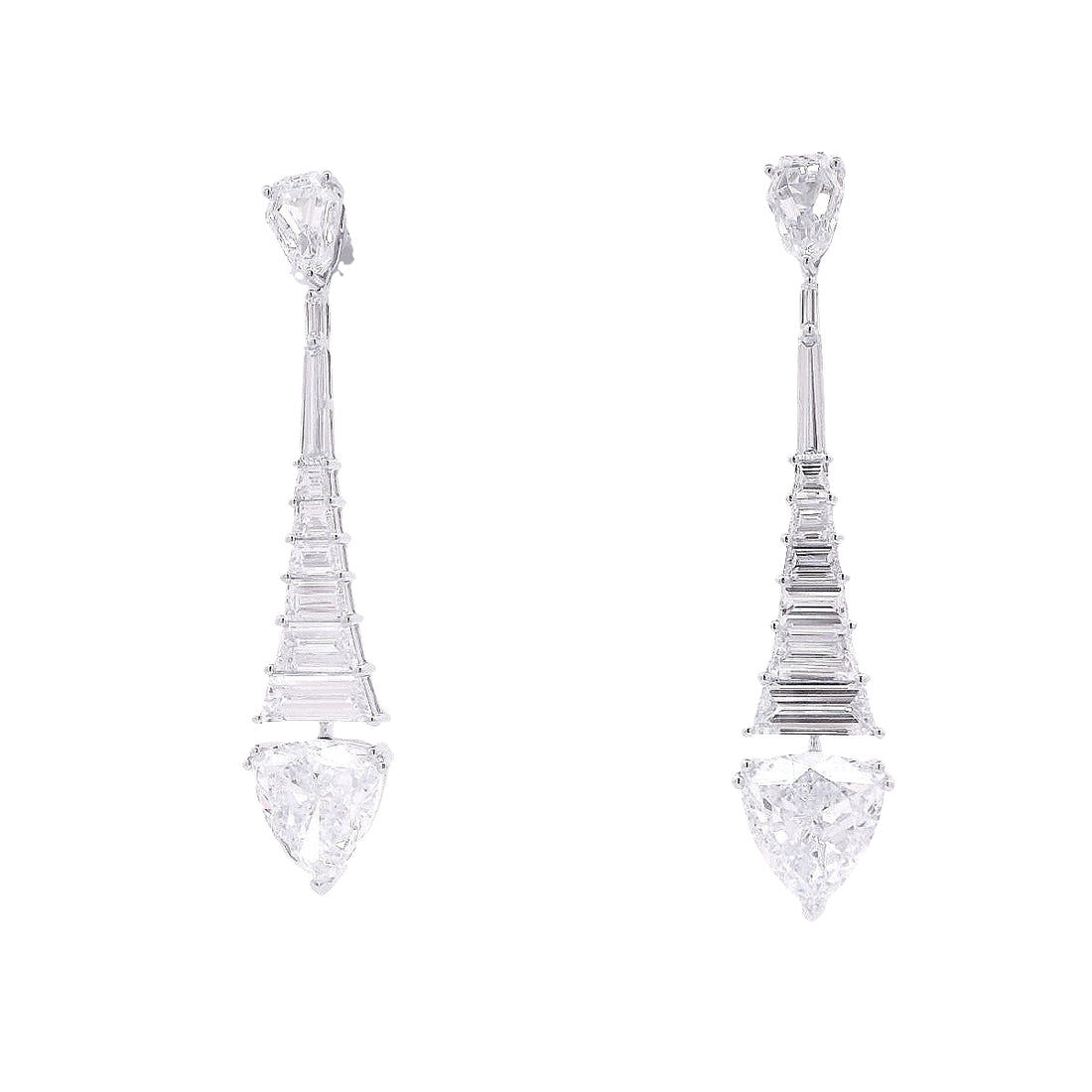 Baguette and Pear Diamond Earrings