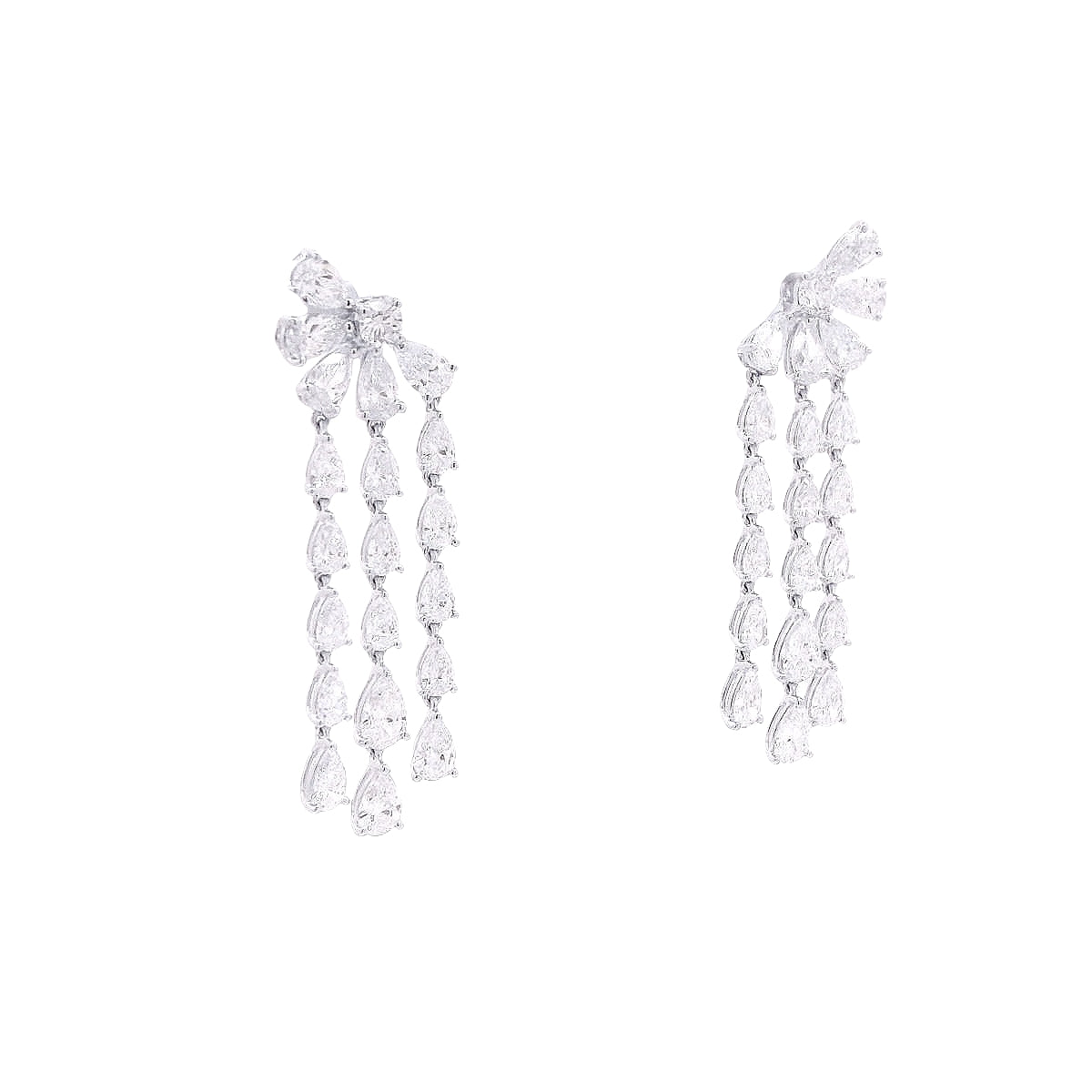 Flower and Pear Shape Drop Earrings