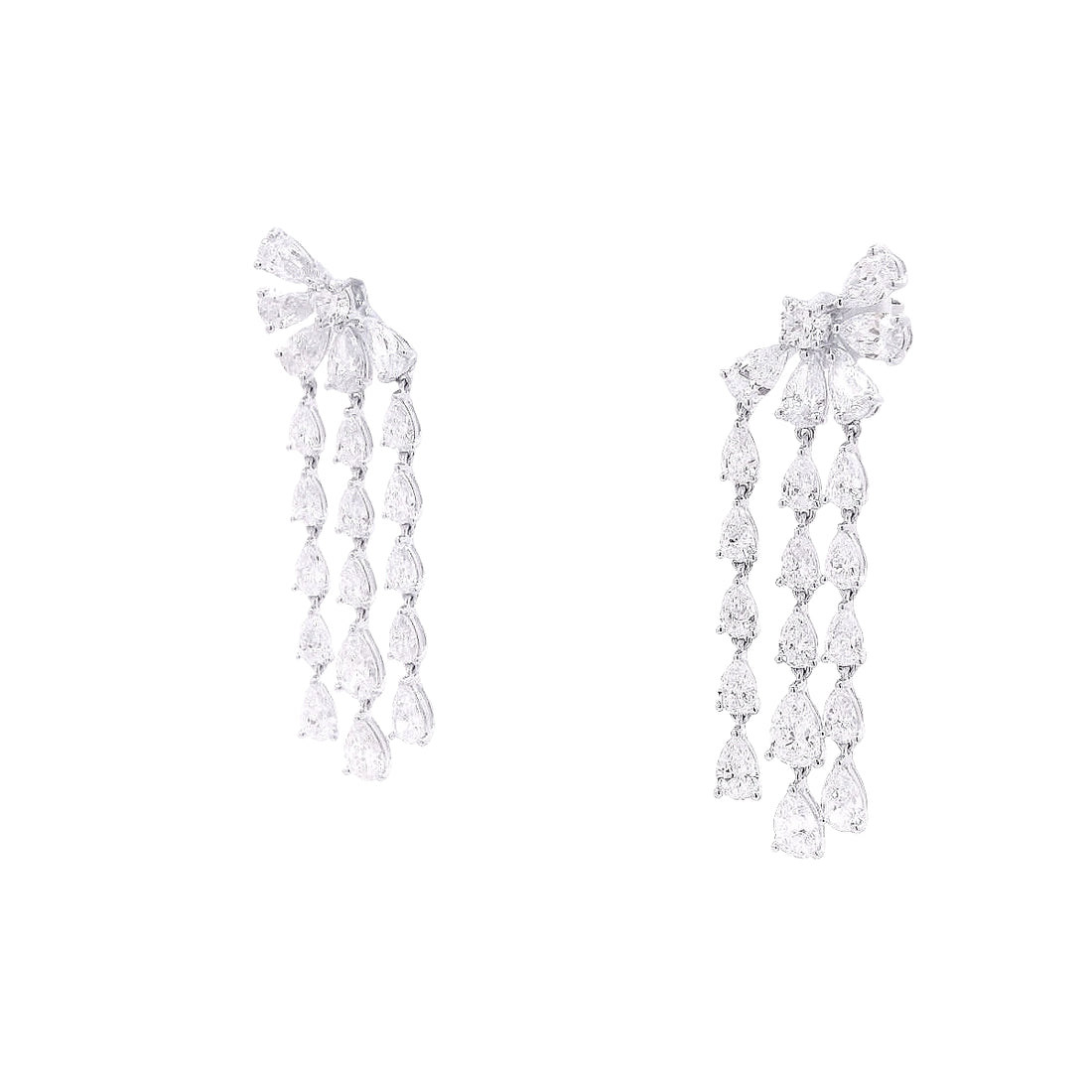 Flower and Pear Shape Drop Earrings