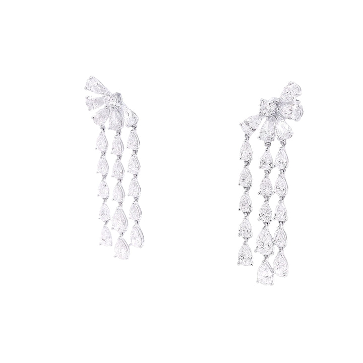 Flower and Pear Shape Drop Earrings