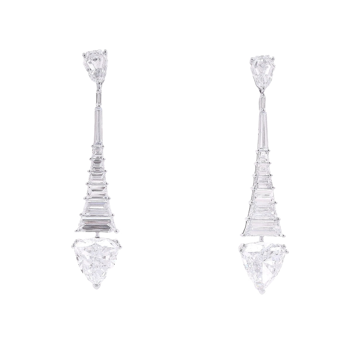 Baguette and Pear Diamond Earrings