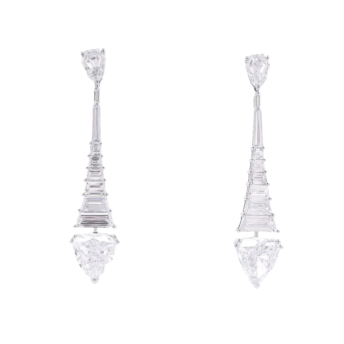 Baguette and Pear Diamond Earrings