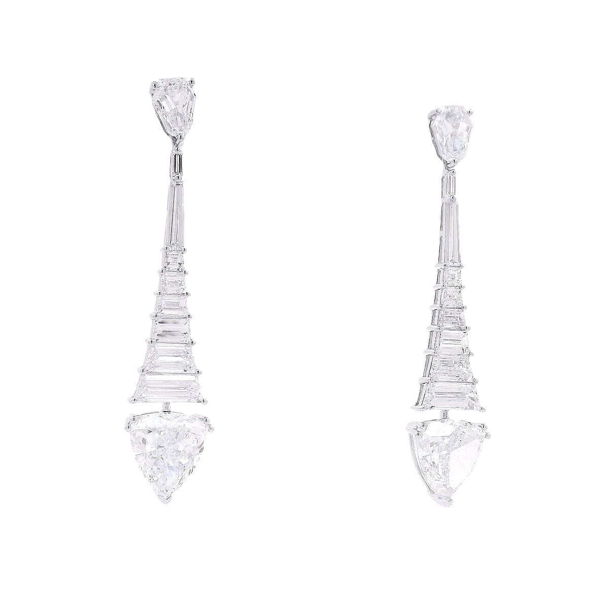 Baguette and Pear Diamond Earrings
