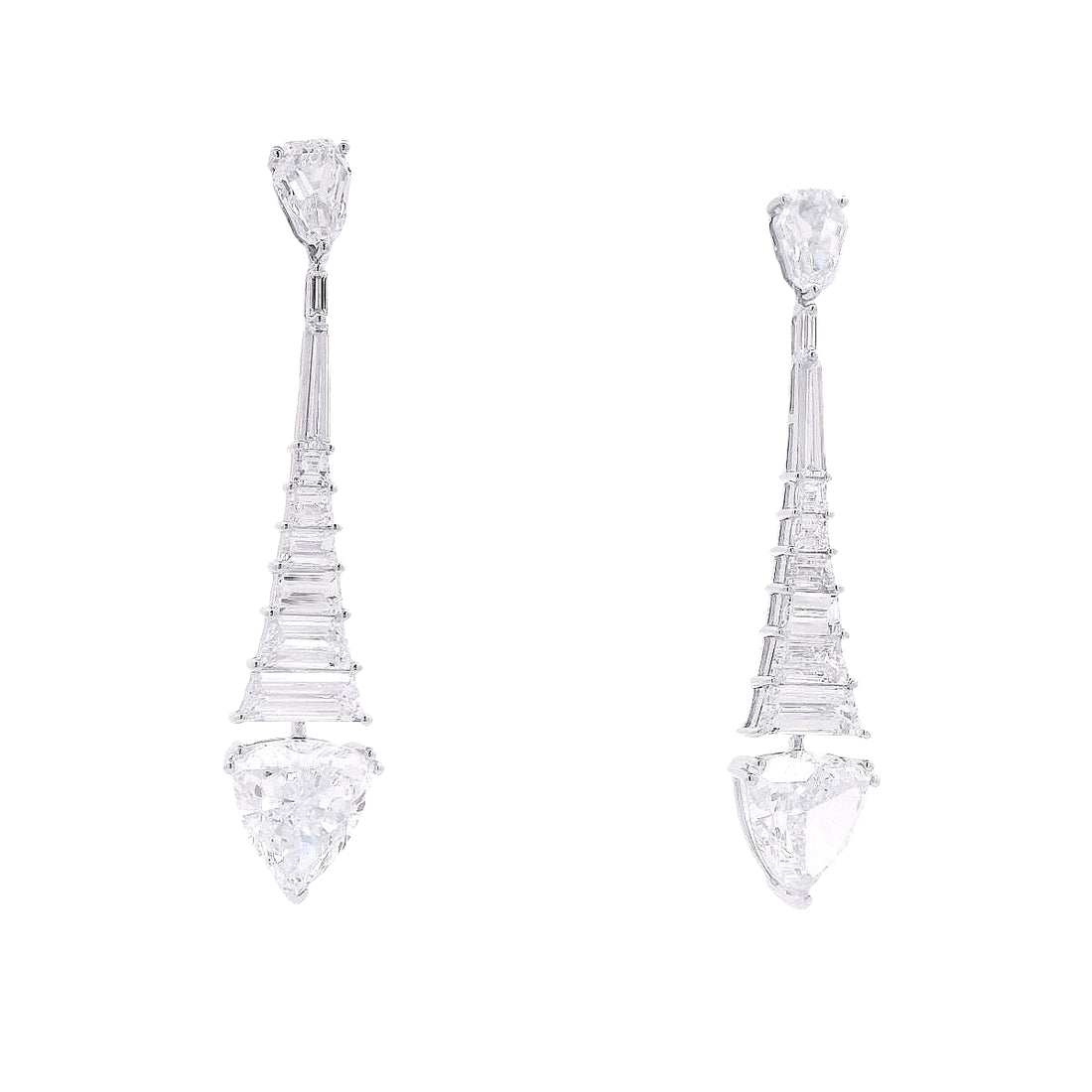 Baguette and Pear Diamond Earrings