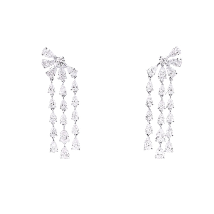 Flower and Pear Shape Drop Earrings