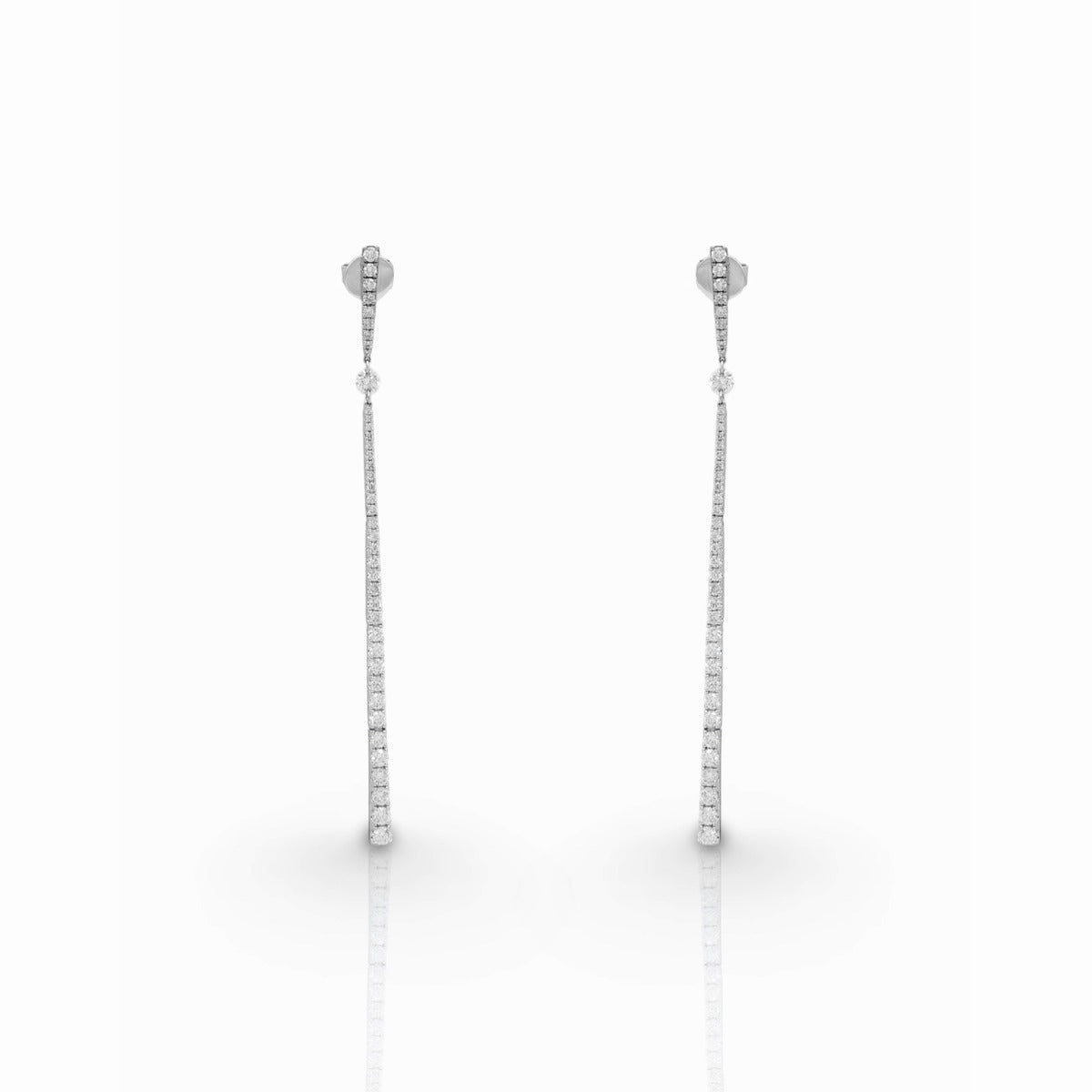 Elongated Flute Diamond Drop Earrings - Elgrissy Diamonds