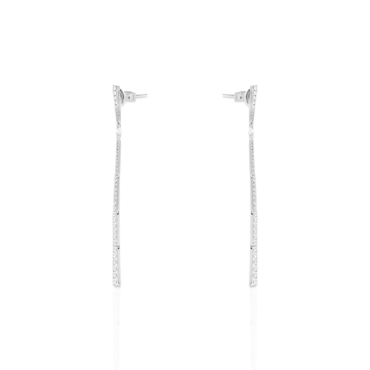 Elongated Flute Diamond Drop Earrings - Elgrissy Diamonds