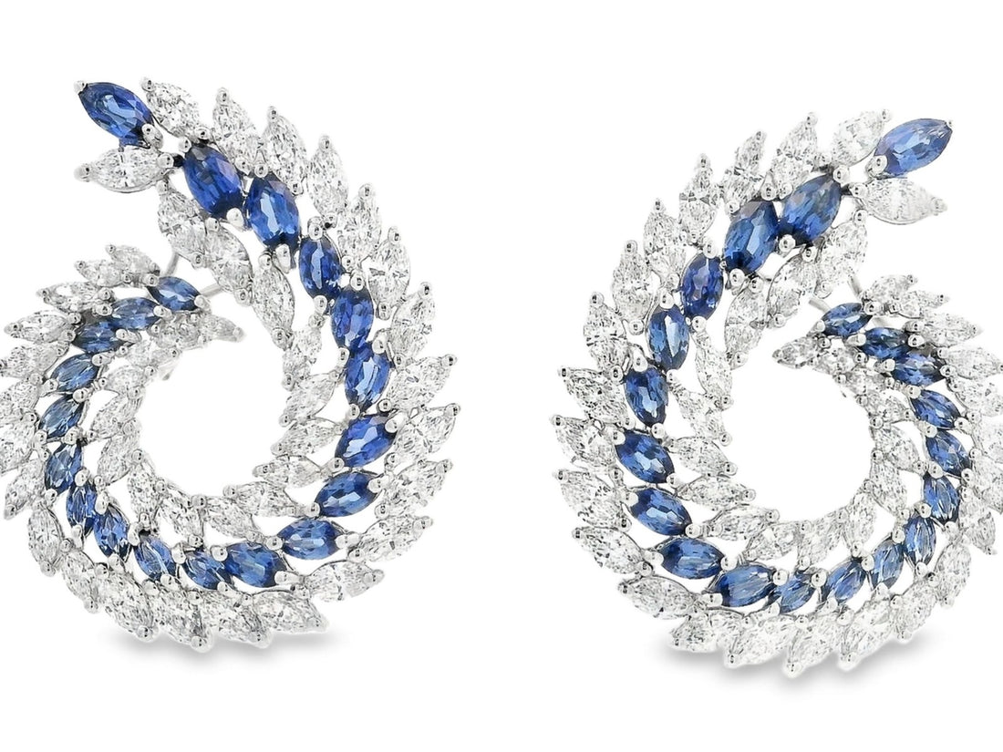 Spahhire Wreath Statement Earrings - Elgrissy Diamonds