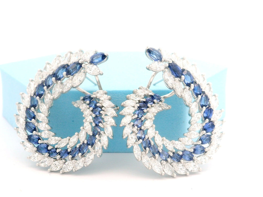 Spahhire Wreath Statement Earrings - Elgrissy Diamonds