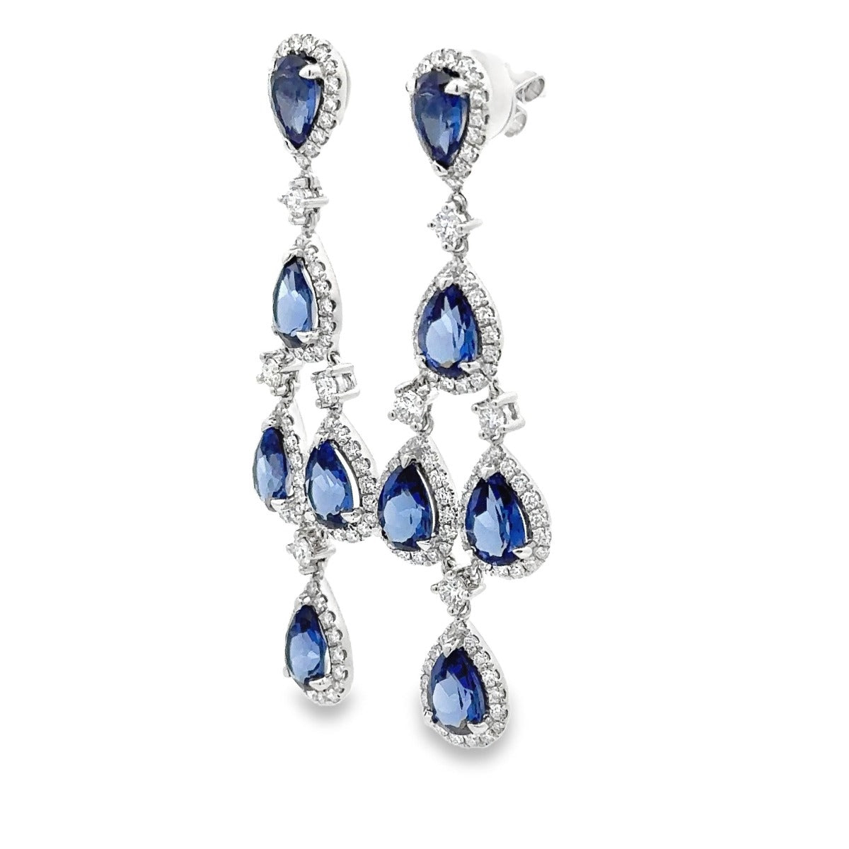 Chandelier Sapphire Diamonds Earrings - Elgrissy Diamonds