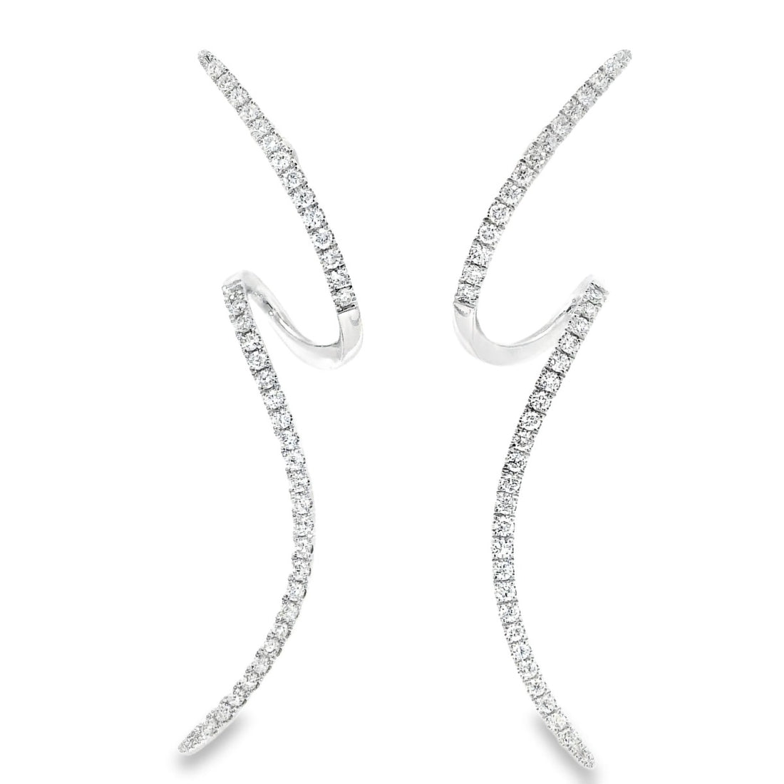 White Gold Spiral Threader Earrings - Elgrissy Diamonds