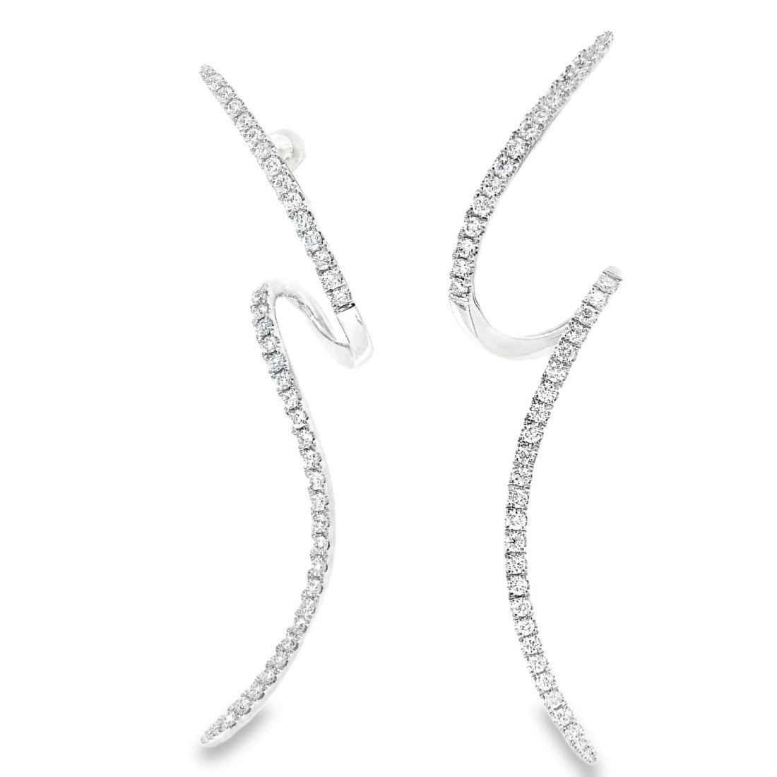 White Gold Spiral Threader Earrings - Elgrissy Diamonds