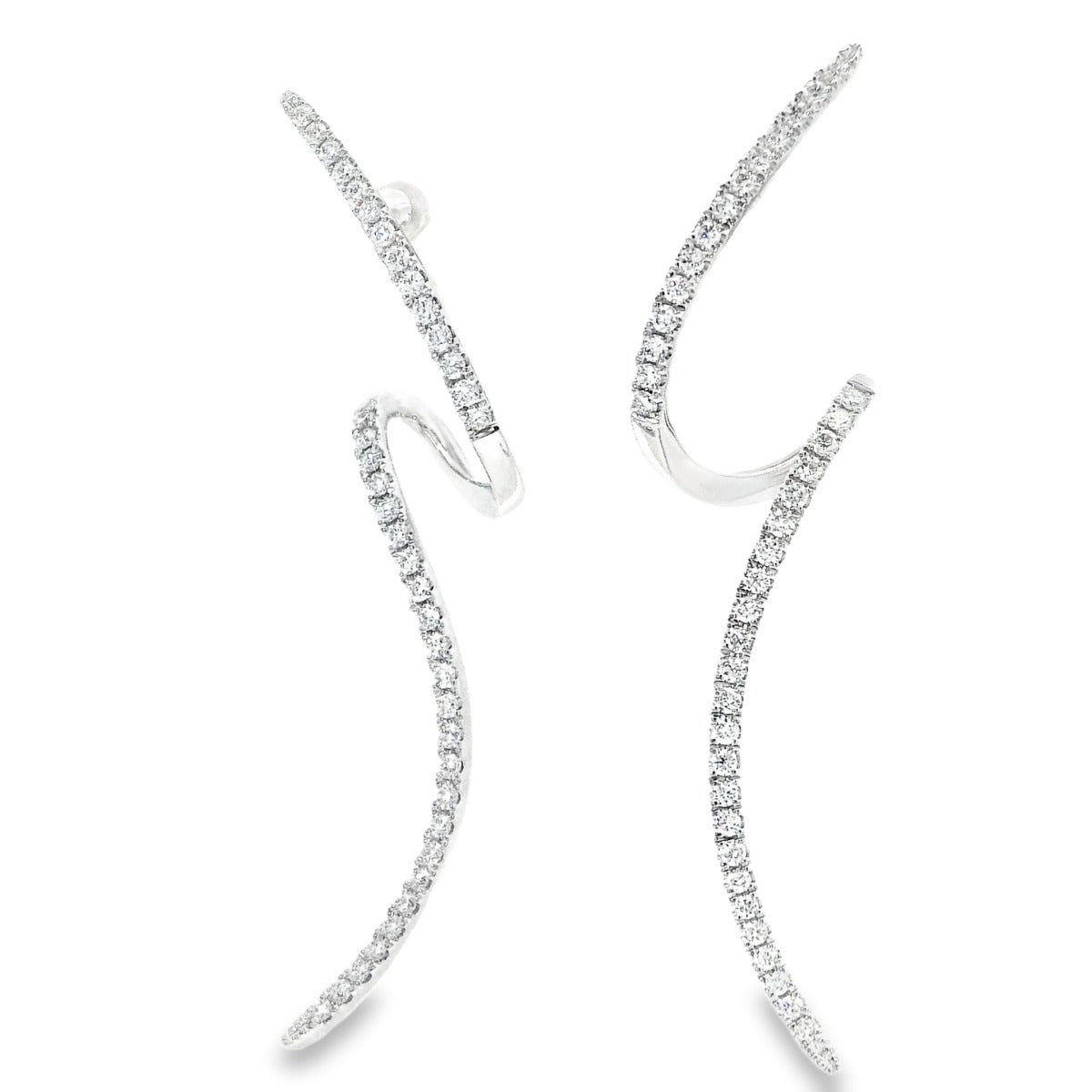 White Gold Spiral Threader Earrings - Elgrissy Diamonds