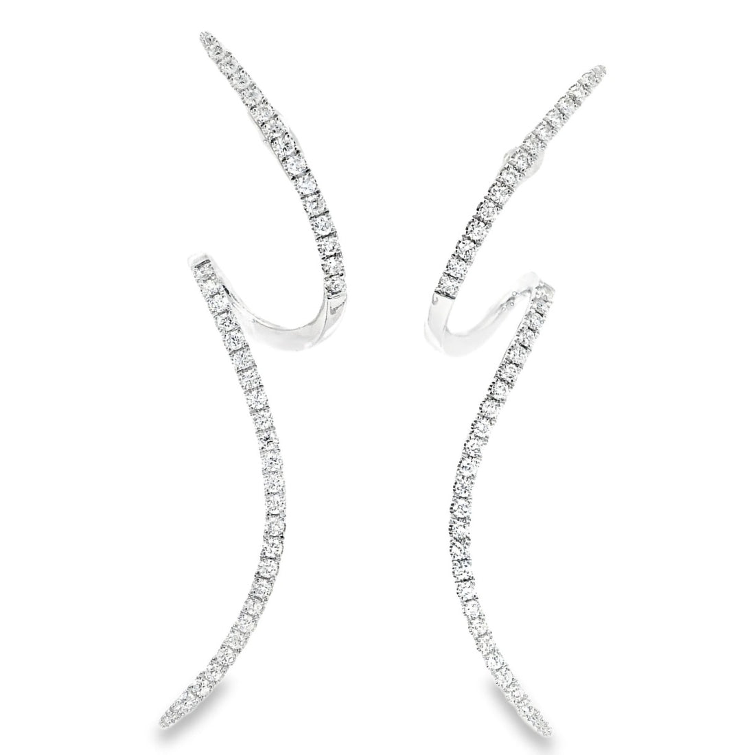 White Gold Spiral Threader Earrings - Elgrissy Diamonds