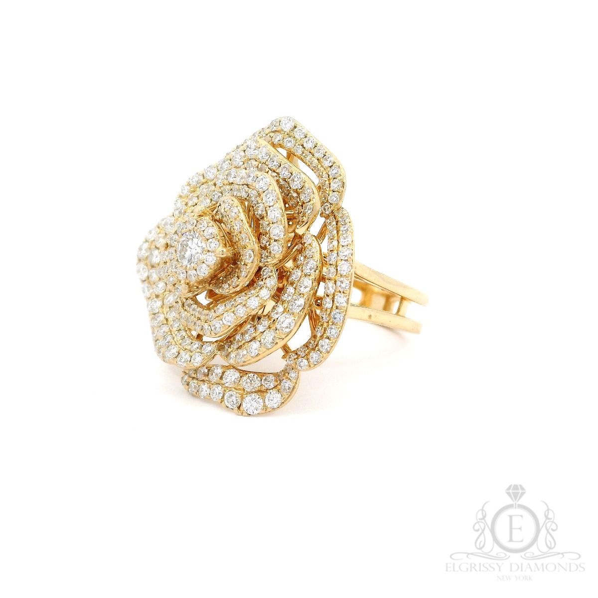 Yellow Gold Flower TwoWay Cocktail Ring/Pendant - Elgrissy Diamonds