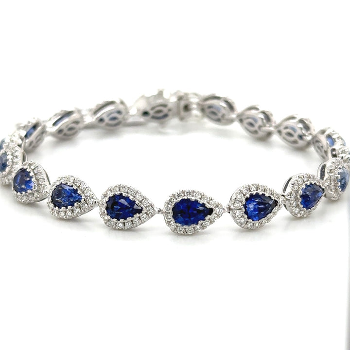 Halo Sapphire Pear Bracelet - Elgrissy Diamonds