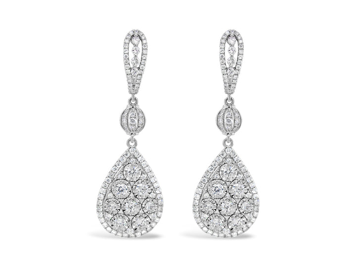 Pavé Halo Pear Illusion Drop Earrings - Elgrissy Diamonds