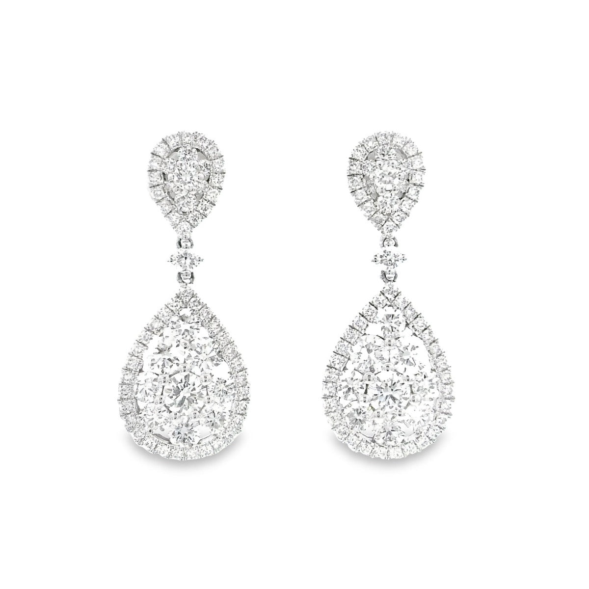 Double Pear Halo Illusion Earrings - Elgrissy Diamonds