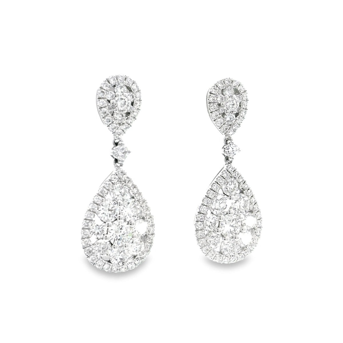 Double Pear Halo Illusion Earrings - Elgrissy Diamonds