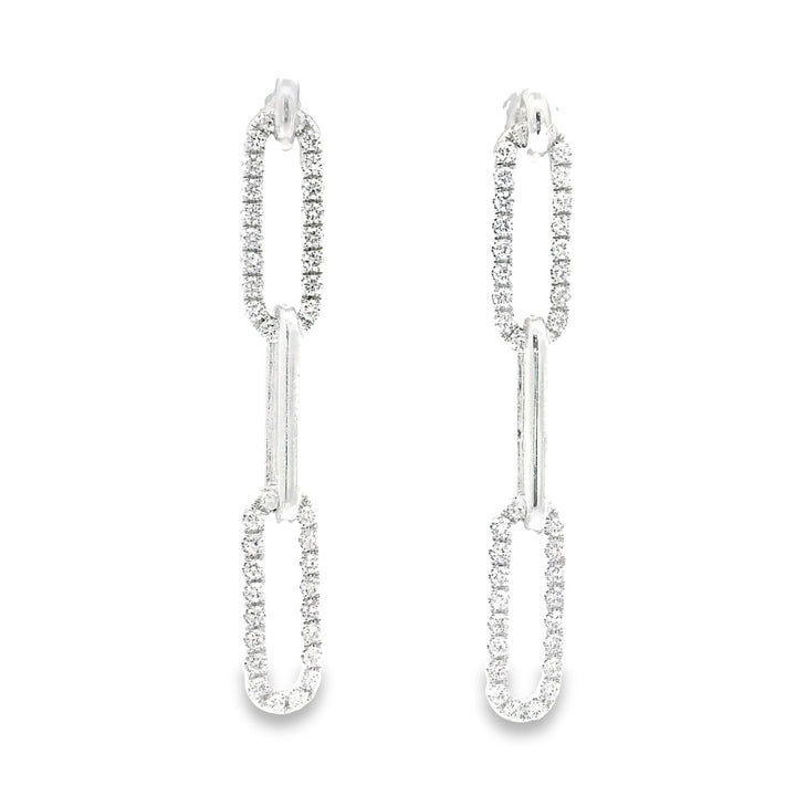 White Gold & Diamonds PaperClip Earrings - Elgrissy Diamonds