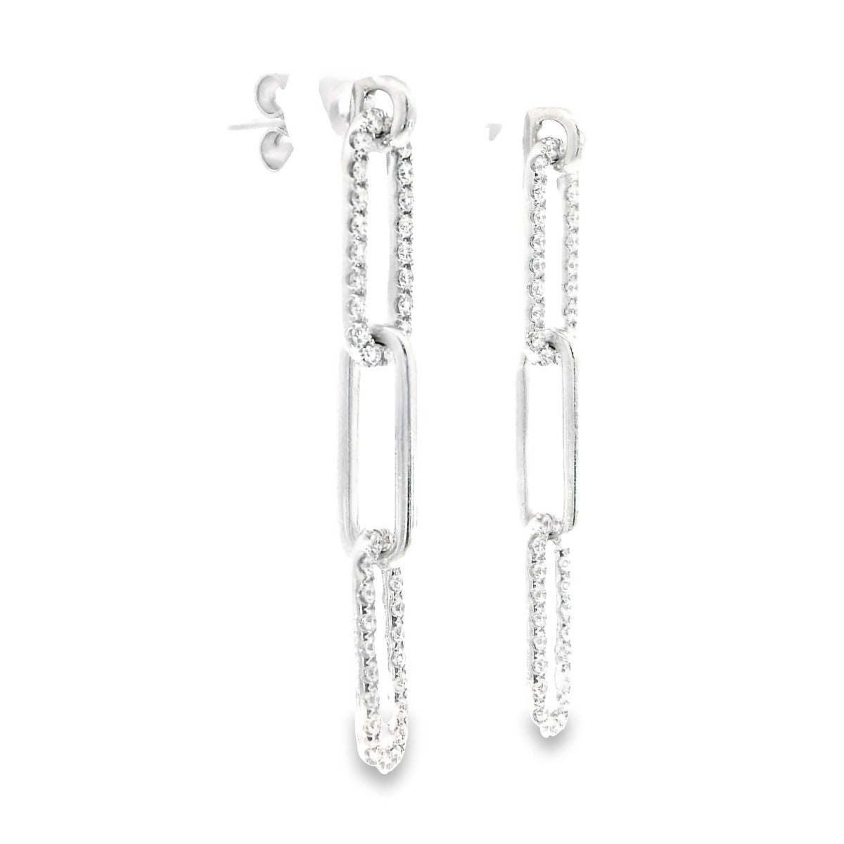 White Gold & Diamonds PaperClip Earrings - Elgrissy Diamonds