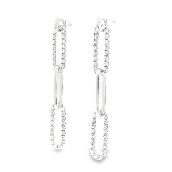 White Gold & Diamonds PaperClip Earrings - Elgrissy Diamonds