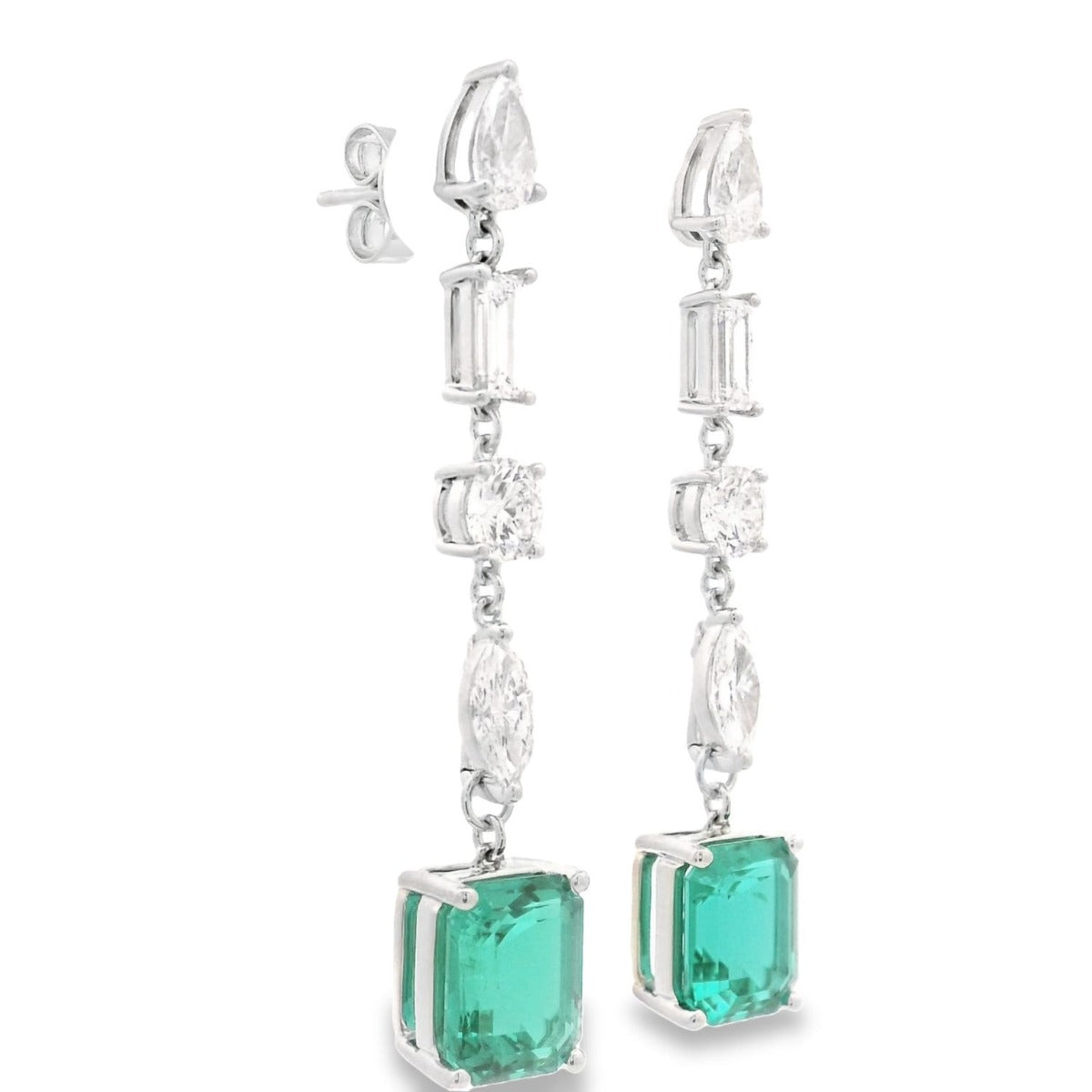 Green Emerald with Mixed Shapes Earrings - Elgrissy Diamonds