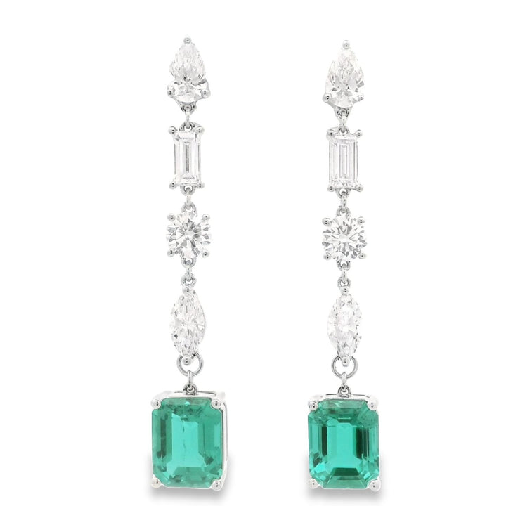 Green Emerald with Mixed Shapes Earrings - Elgrissy Diamonds