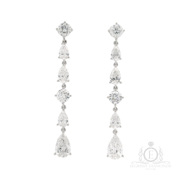 Round&Pear Diamonds Drop Earrings - Elgrissy Diamonds