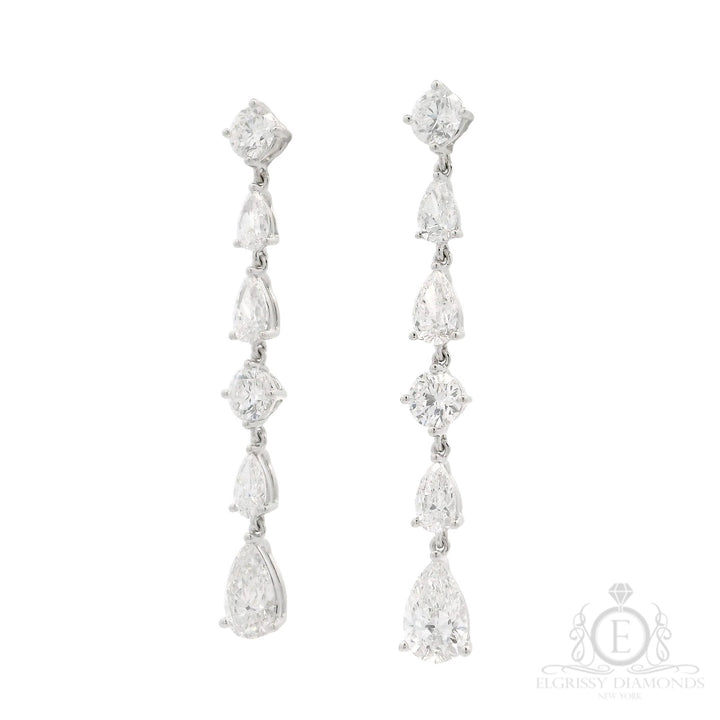 Round&Pear Diamonds Drop Earrings - Elgrissy Diamonds