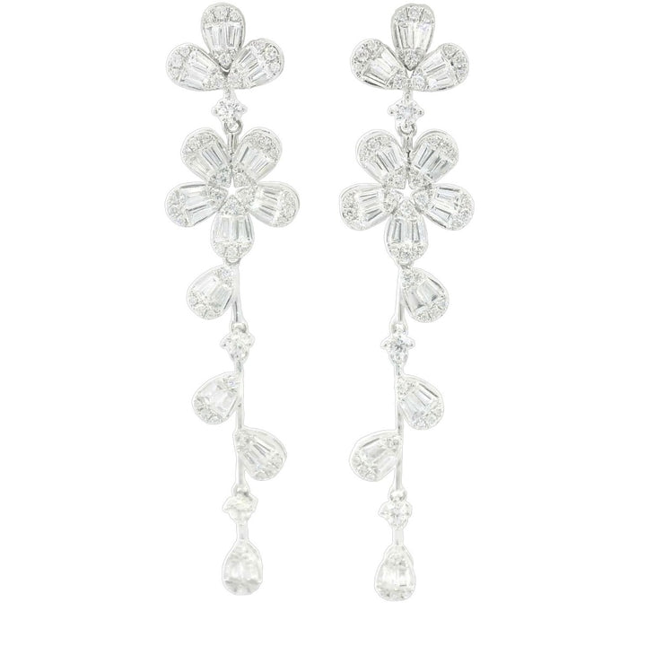 Delicate Flower Drop Diamond Earrings - Elgrissy Diamonds