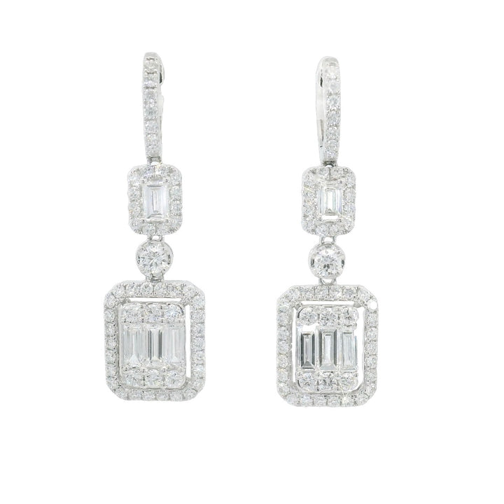 Double Halo Emerald Illusion Diamond Earrings - Elgrissy Diamonds