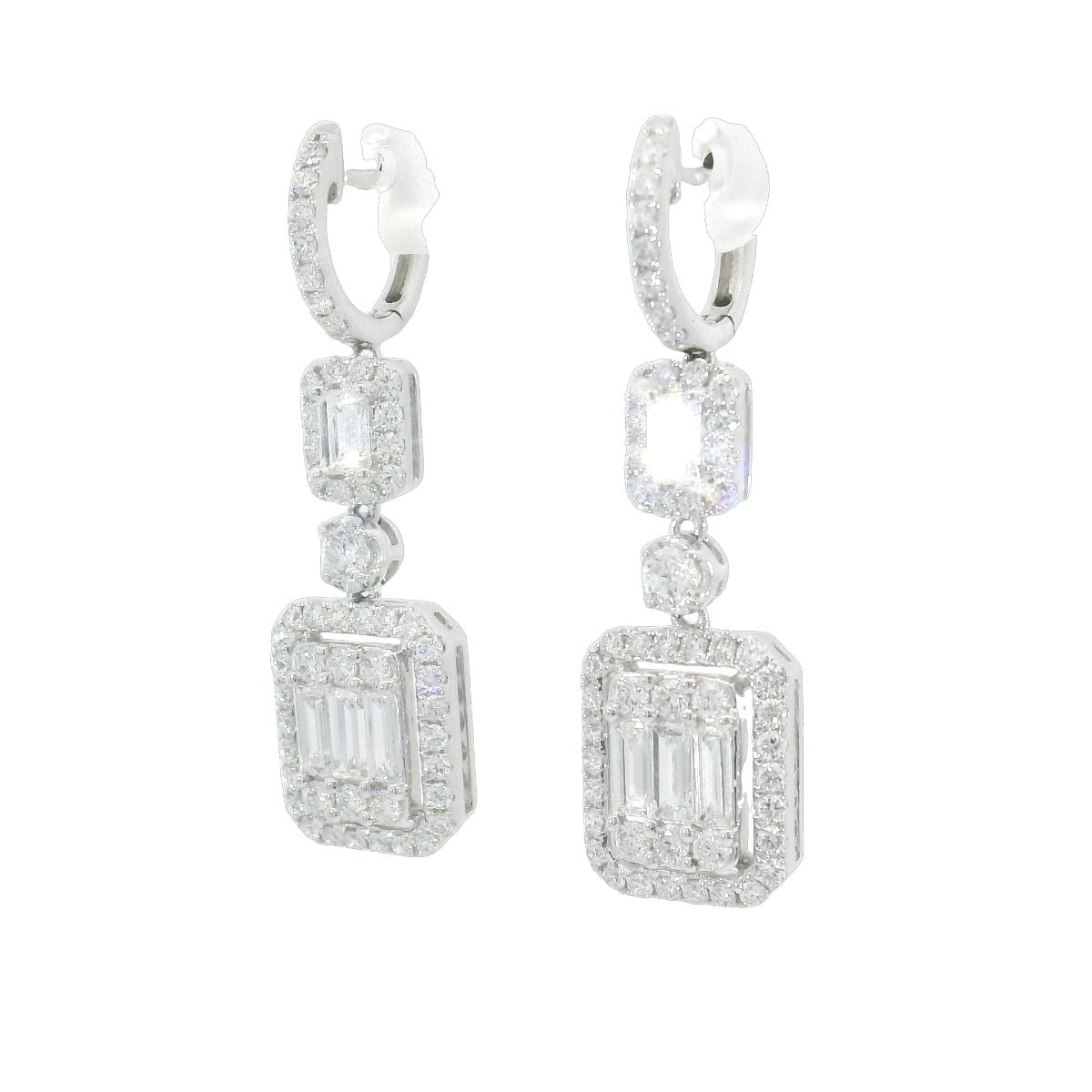 Double Halo Emerald Illusion Earrings - Elgrissy Diamonds