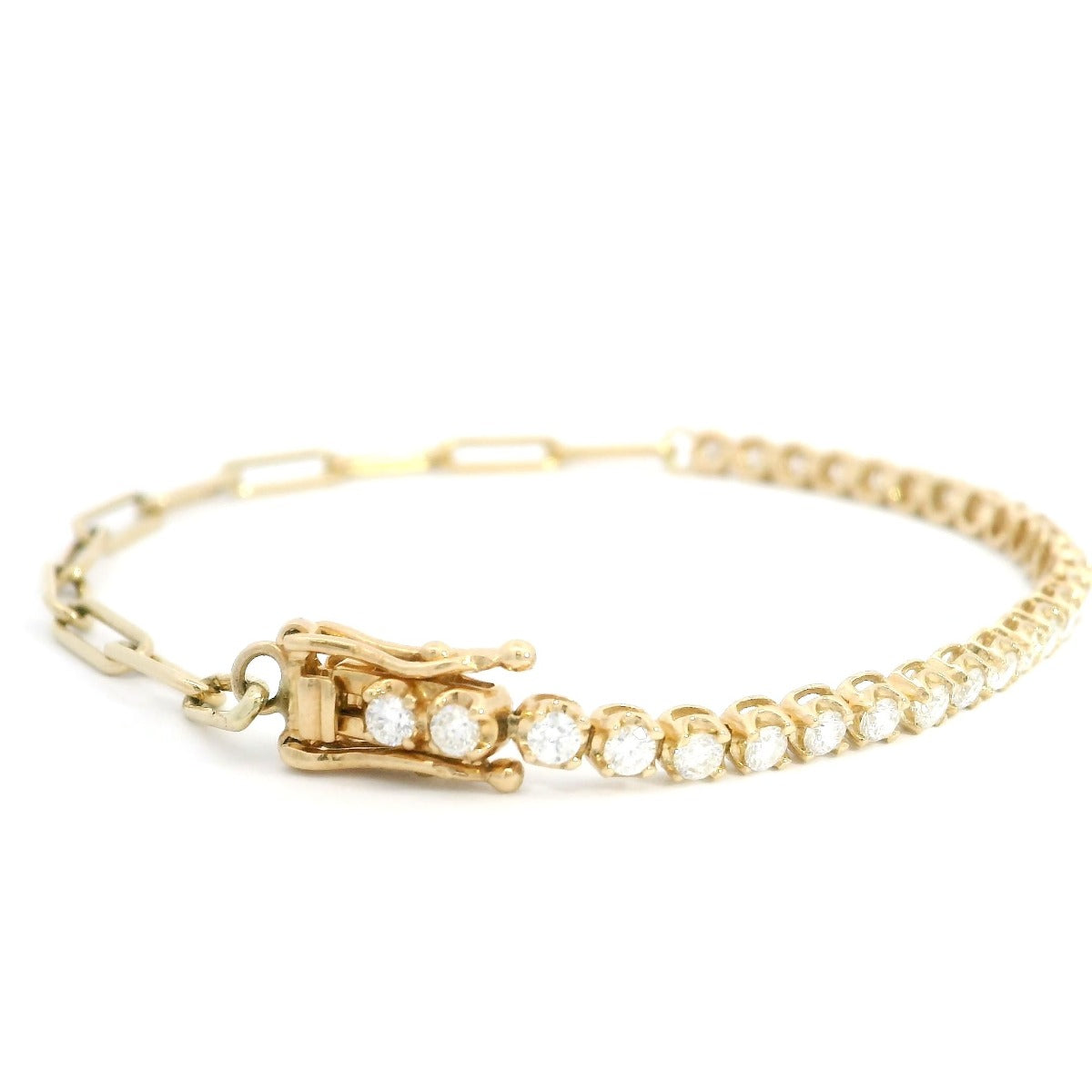 1.06ct Yellow Gold PaperClip Tennis Bracelet - Elgrissy Diamonds